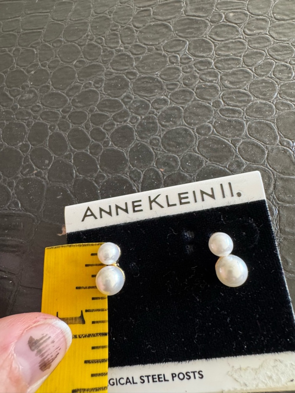Bundle 3 for $10 Anne Klein White Double faux Pearl Stud Earrings.  NWT - Picture 3 of 3